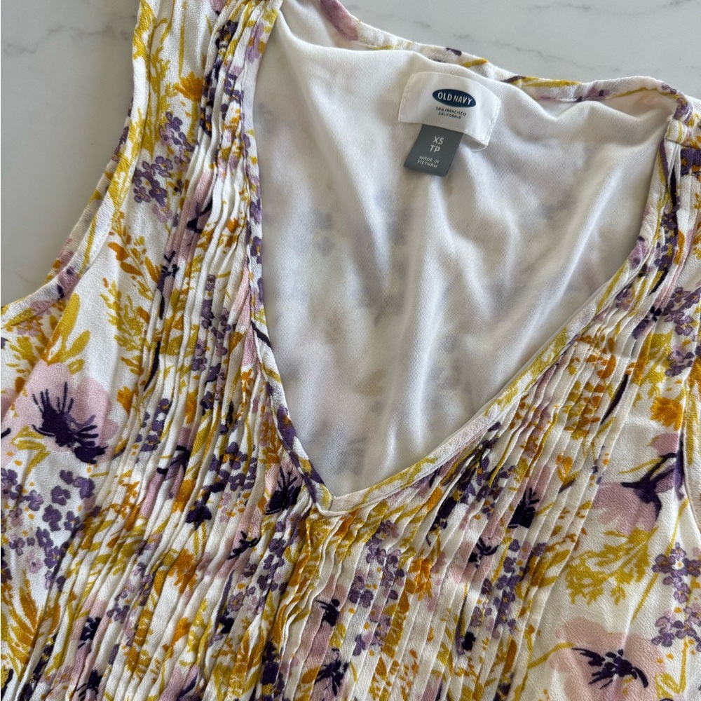 Old Navy Floral V-Neck Dress- Purple and Yellow